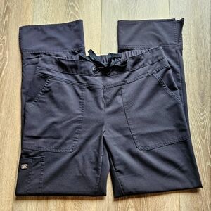 Grey's Anatomy By Barco Black Drawstring Cargo Pocket Scrub Pants Small Petite